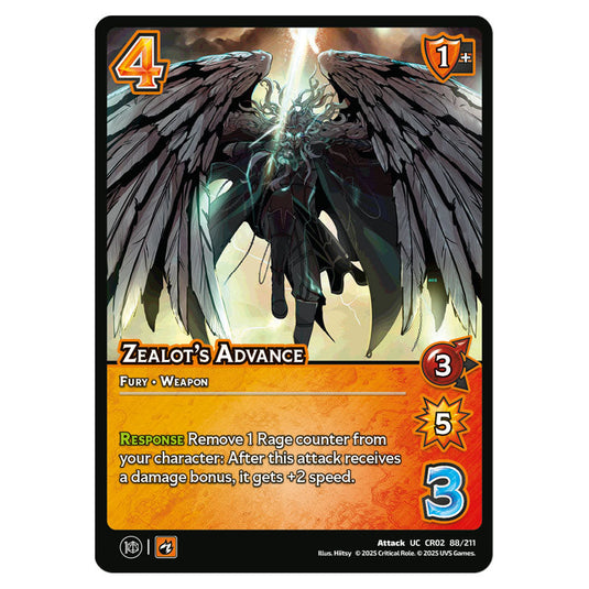 Zealot's Advance card from the Crtical Role set Heroes of Exandria