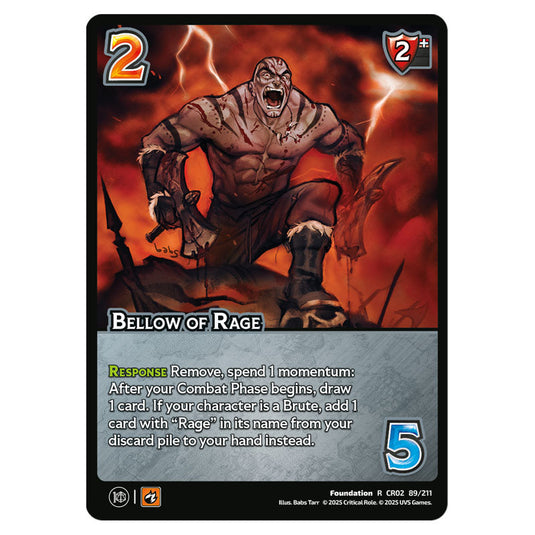 Bellow of Rage card from the Crtical Role set Heroes of Exandria