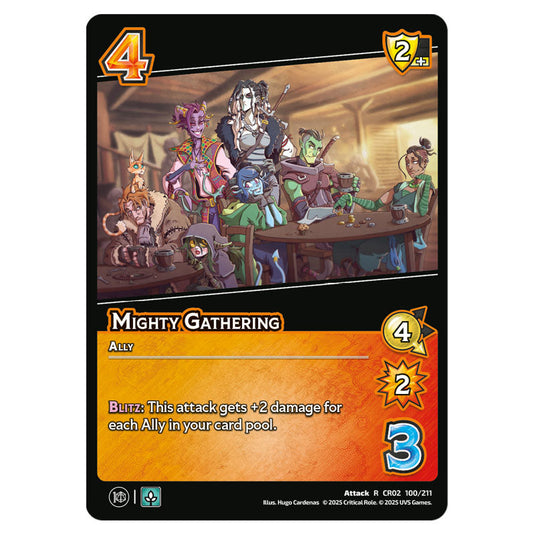 Mighty Gathering card from the Crtical Role set Heroes of Exandria
