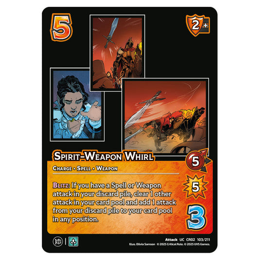Spirit-Weapon Whirl card from the Crtical Role set Heroes of Exandria