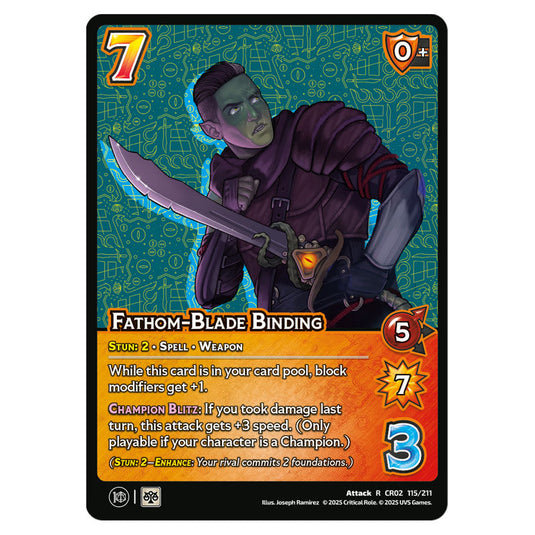 Fathom-Blade Binding card from the Crtical Role set Heroes of Exandria