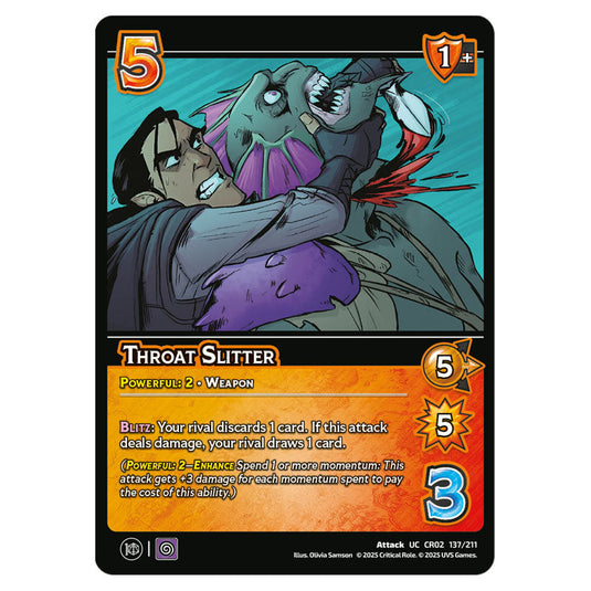Throat Slitter card from the Crtical Role set Heroes of Exandria