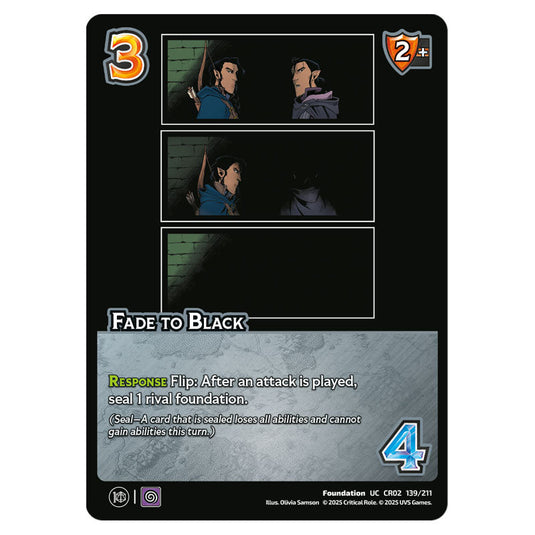 Fade to Black card from the Crtical Role set Heroes of Exandria