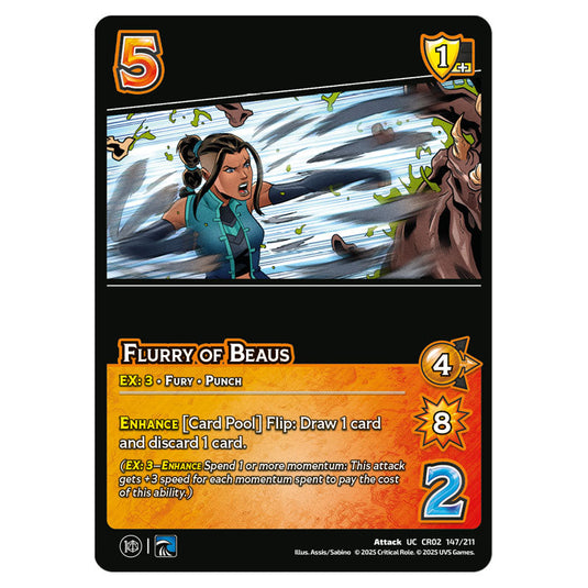 Flurry of Beaus card from the Crtical Role set Heroes of Exandria