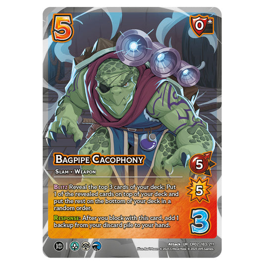 Bagpipe Cacophony card from the Crtical Role set Heroes of Exandria