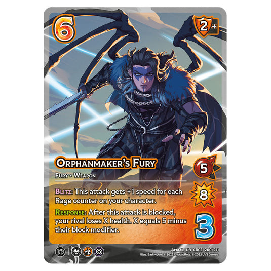 Orphanmaker's Fury card from the Crtical Role set Heroes of Exandria