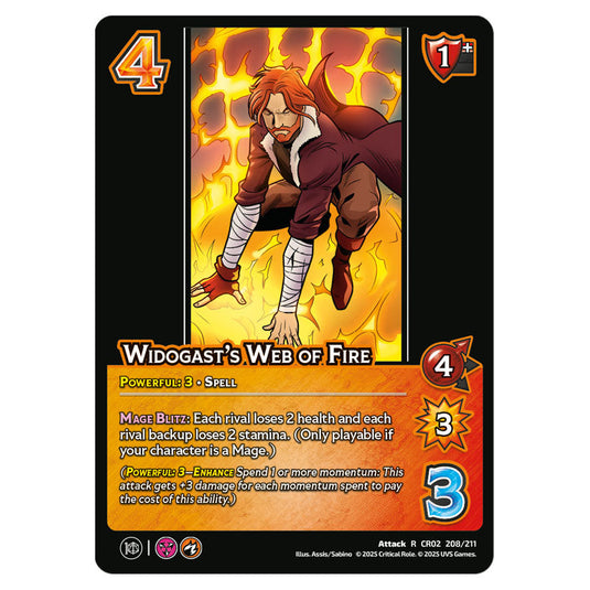 Widogast's Web of Fire card from the Crtical Role set Heroes of Exandria