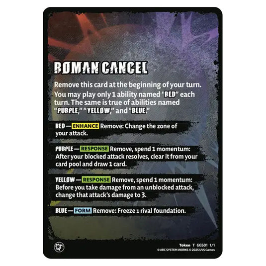 Roman Cancel card from the UNIVERSUS set Guilty Gear Strive