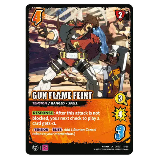 Gun Flame Feint card from the UNIVERSUS set GUILTY GEAR STRIVE