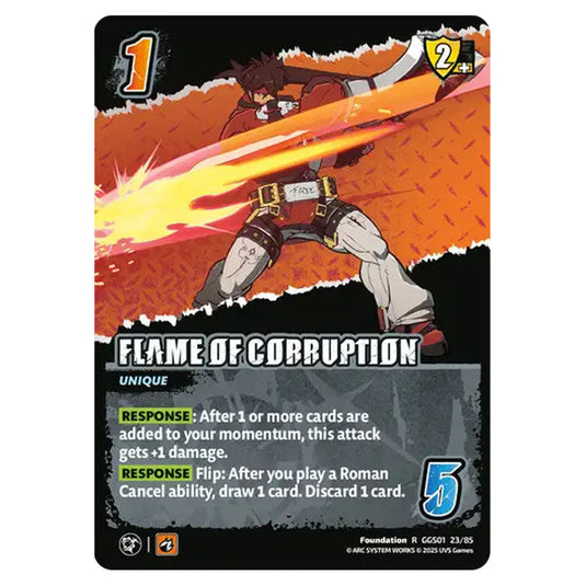 Flame of Corruption card from the UNIVERSUS set GUILTY GEAR STRIVE