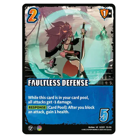 Faultless Defense card from the UNIVERSUS set GUILTY GEAR STRIVE