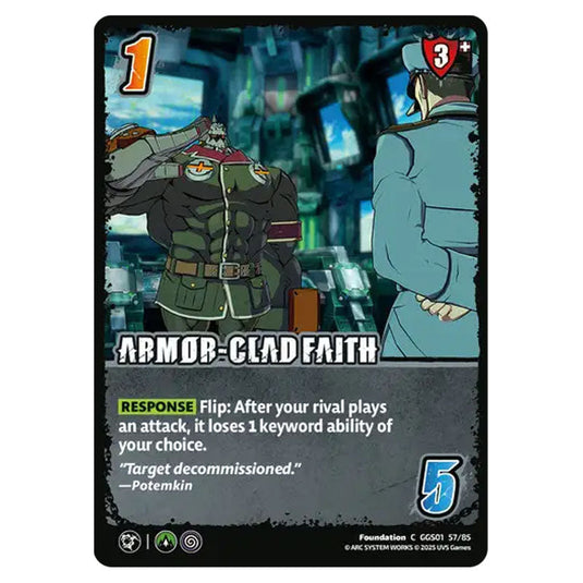 Armor-Clad Faith card from the UNIVERSUS set GUILTY GEAR STRIVE