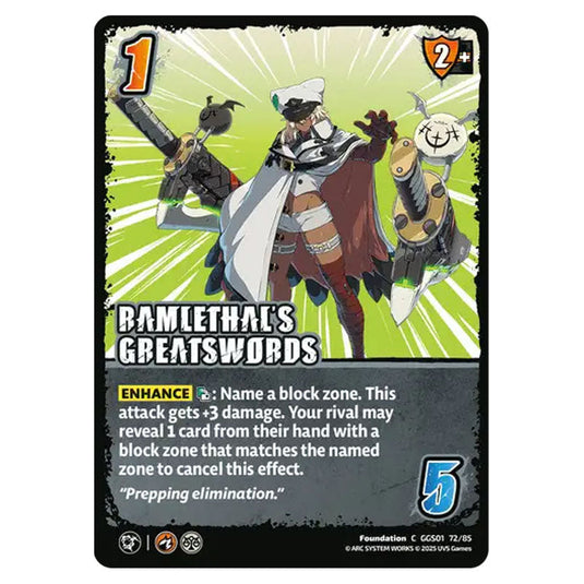 Ramlethal's Greatswords card from the UNIVERSUS set GUILTY GEAR STRIVE
