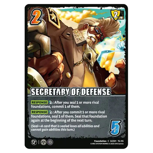 Secretary of Defense card from the UNIVERSUS set GUILTY GEAR STRIVE