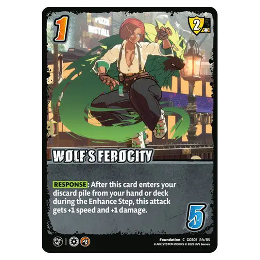 Wolf's Ferocity card from the UNIVERSUS set GUILTY GEAR STRIVE