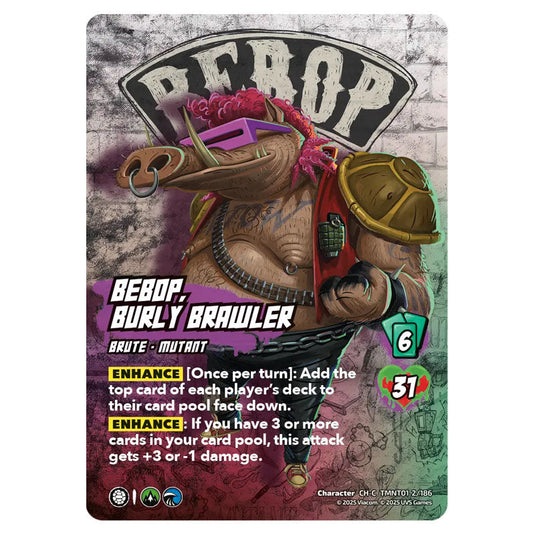 Bebop, Burly Brawler card from the Teenage Mutant Ninja Turtles set 