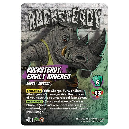 Rocksteady, Easily Angered card from the Teenage Mutant Ninja Turtles set 