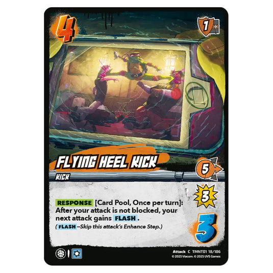 Flying Heel Kick card from the Teenage Mutant Ninja Turtles set 