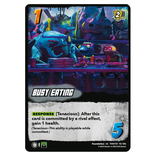 Busy Eating card from the Teenage Mutant Ninja Turtles set 