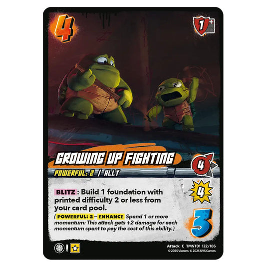 Growing Up Fighting card from the Teenage Mutant Ninja Turtles set 