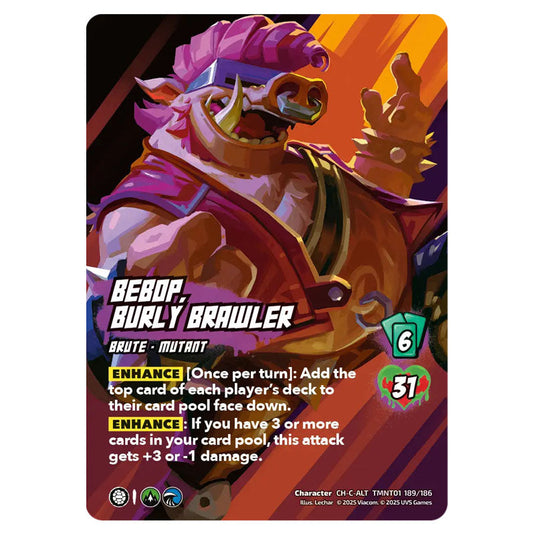 Bebop, Burly Brawler card from the Teenage Mutant Ninja Turtles set 