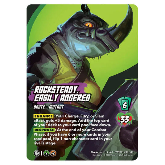 Rocksteady, Easily Angered card from the Teenage Mutant Ninja Turtles set 