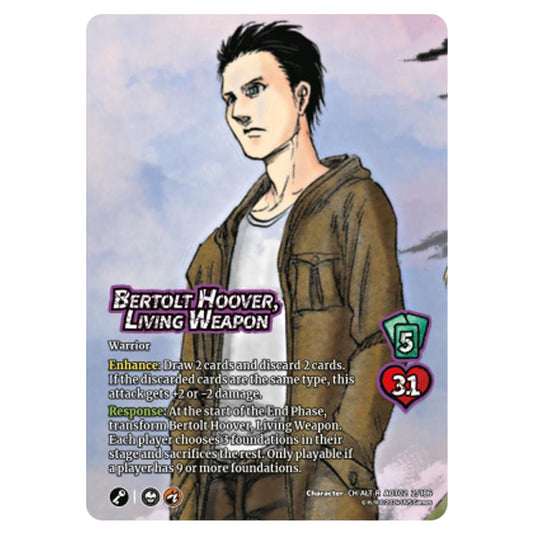 Bertolt Hoover, Living Weapon // Bertolt, Colossus Titan Advancing (Alternate Art) card from the Attack on Titan set Origins of Power CH-R 02 002a/186