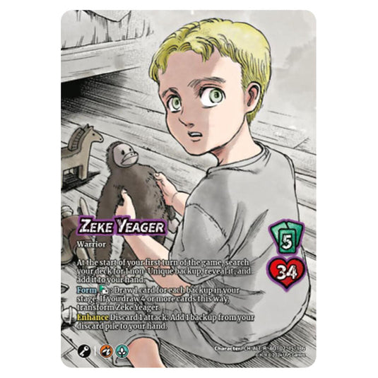 Zeke Yeager // Zeke, Beast Titan (Alternate Art) card from the Attack on Titan set Origins of Power CH-R 02 015a/186