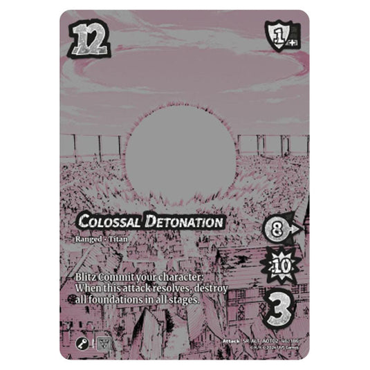 Colossal Detonation (Alternate Art) card from the Attack on Titan set Origins of Power SR 02 046a/186