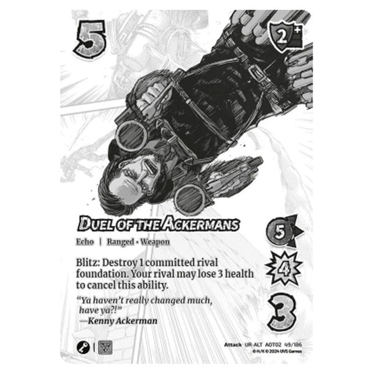 Duel of the Ackermans (Alternate Art) card from the Attack on Titan set Origins of Power UR 02 049a/186