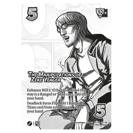 The Manipulations of Zeke Yeager (Alternate Art) card from the Attack on Titan set Origins of Power UR 02 119a/186