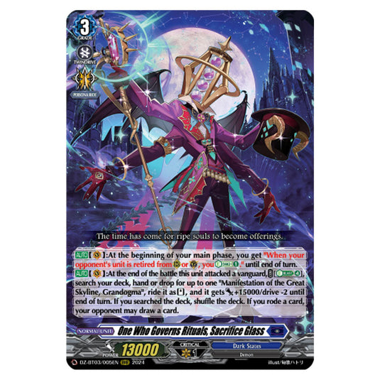 One Who Governs Rituals, Sacrifice Glass DZ-BT03/005EN card from the Cardfight!! Vanguard set Dimensional Transcendence