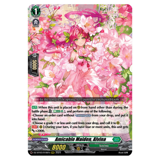 Amicable Maiden, Alvina DZ-BT03/018EN card from the Cardfight!! Vanguard set Dimensional Transcendence