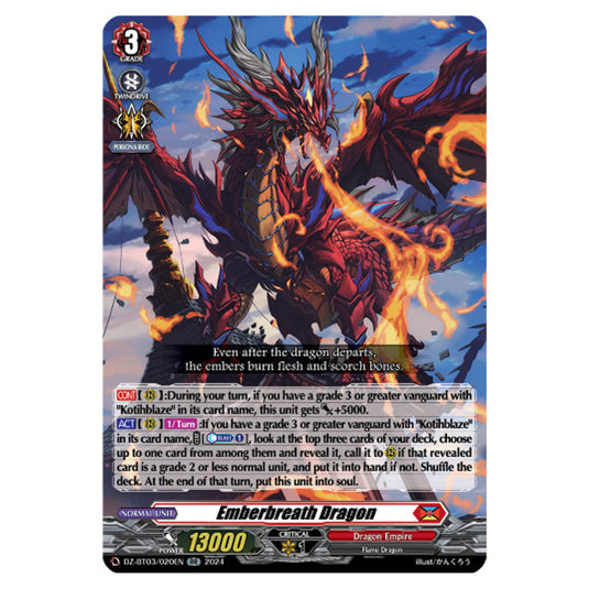 Emberbreath Dragon DZ-BT03/020EN card from the Cardfight!! Vanguard set Dimensional Transcendence