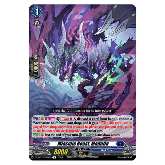 Miasmic Beast, Madulla DZ-BT03/065EN card from the Cardfight!! Vanguard set Dimensional Transcendence