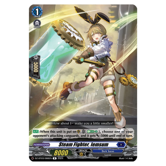 Steam Fighter, Iemsum DZ-BT03/066EN card from the Cardfight!! Vanguard set Dimensional Transcendence