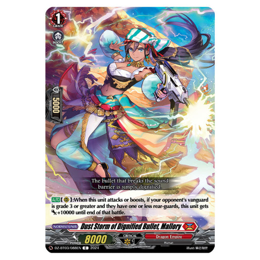 Dust Storm of Dignified Bullet, Mallory DZ-BT03/088EN card from the Cardfight!! Vanguard set Dimensional Transcendence