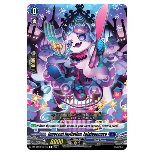 Innocent Invitation, Lalalapococo DZ-BT03/101EN card from the Cardfight!! Vanguard set Dimensional Transcendence