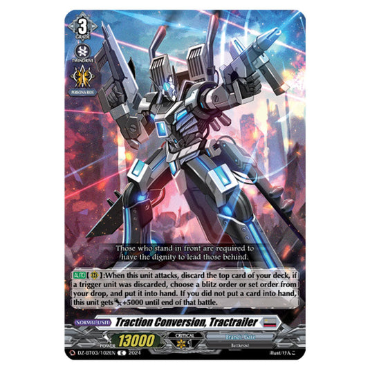 Traction Conversion, Tractrailer DZ-BT03/102EN card from the Cardfight!! Vanguard set Dimensional Transcendence