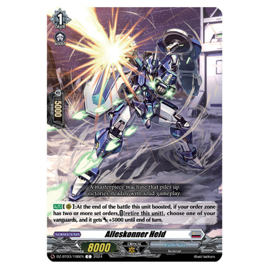 Alleskonner Held DZ-BT03/106EN card from the Cardfight!! Vanguard set Dimensional Transcendence