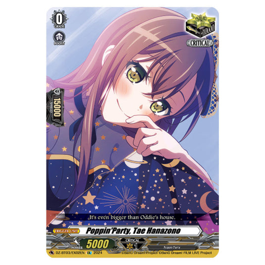 Poppin'Party, Tae Hanazono DZ-BT03/EX02EN card from the Cardfight!! Vanguard set Dimensional Transcendence