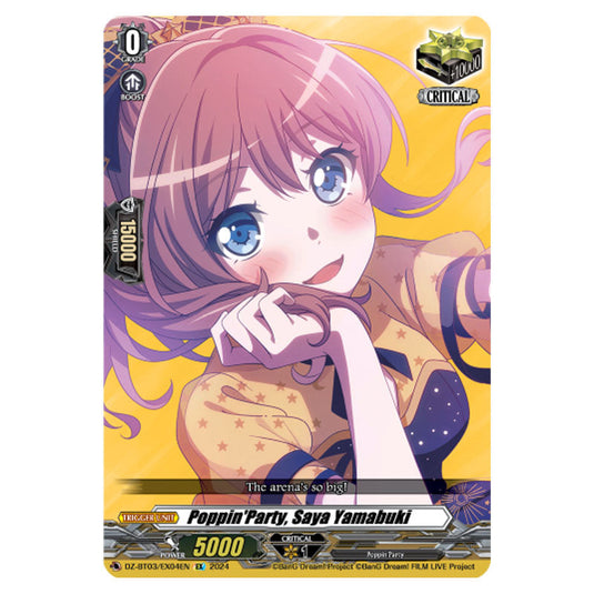 Poppin'Party, Saya Yamabuki DZ-BT03/EX04EN card from the Cardfight!! Vanguard set Dimensional Transcendence