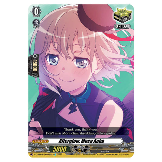 Afterglow, Moca Aoba DZ-BT03/EX07EN card from the Cardfight!! Vanguard set Dimensional Transcendence