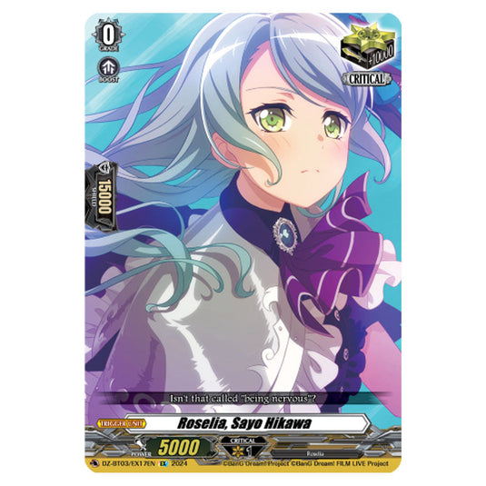 Roselia, Sayo Hikawa DZ-BT03/EX17EN card from the Cardfight!! Vanguard set Dimensional Transcendence