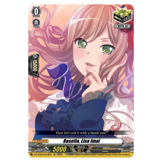 Roselia, Lisa Imai DZ-BT03/EX18EN card from the Cardfight!! Vanguard set Dimensional Transcendence