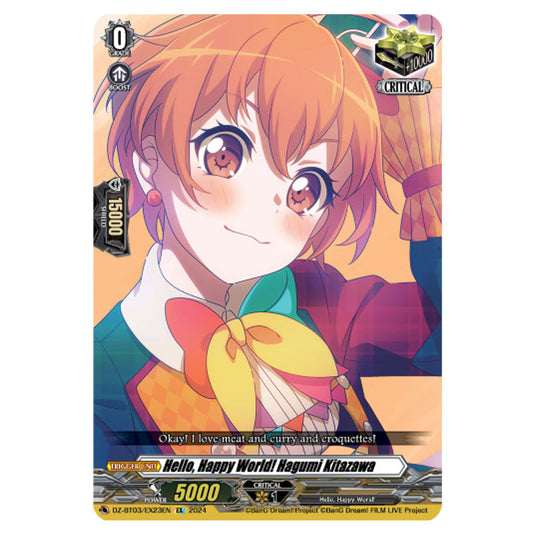 Hello, Happy World! Hagumi Kitazawa DZ-BT03/EX23EN card from the Cardfight!! Vanguard set Dimensional Transcendence