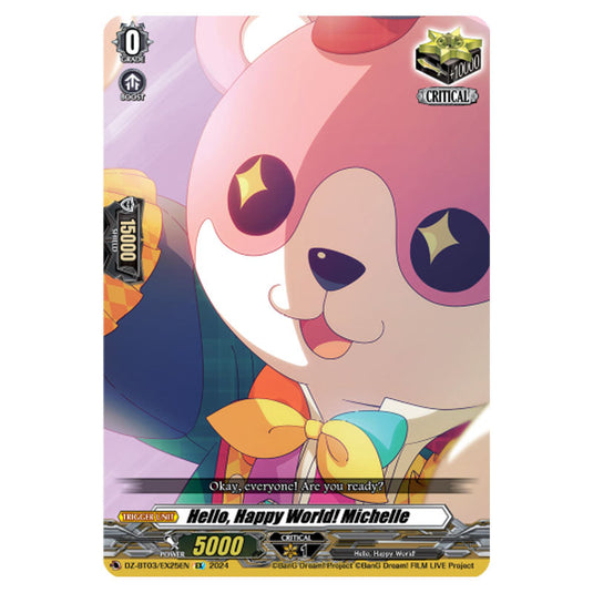 Hello, Happy World! Michelle DZ-BT03/EX25EN card from the Cardfight!! Vanguard set Dimensional Transcendence