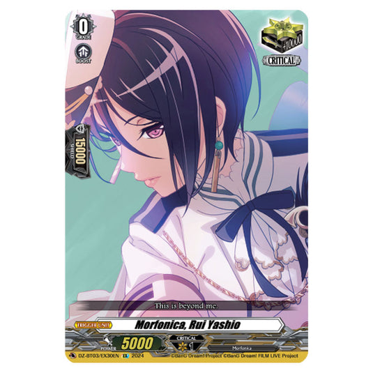 Morfonica, Rui Yashio DZ-BT03/EX30EN card from the Cardfight!! Vanguard set Dimensional Transcendence