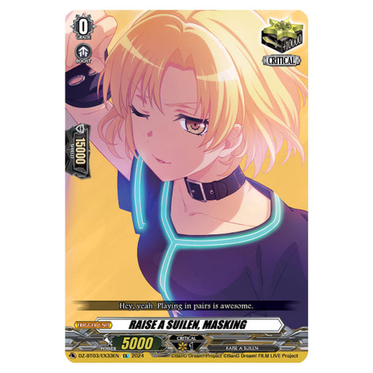 RAISE A SUILEN, MASKING DZ-BT03/EX33EN card from the Cardfight!! Vanguard set Dimensional Transcendence