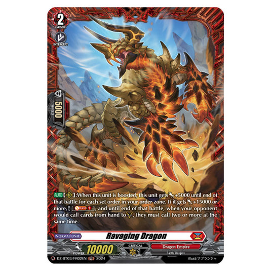 Ravaging Dragon DZ-BT03/FR02EN card from the Cardfight!! Vanguard set Dimensional Transcendence